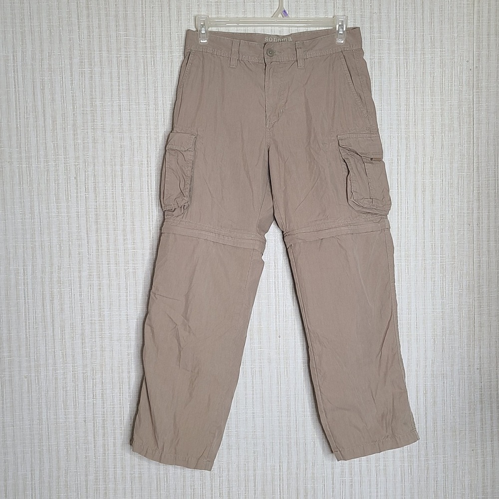 Sonoma Life Style Cargo Convertible Pants Khaki 32x30 Zip Off Shorts